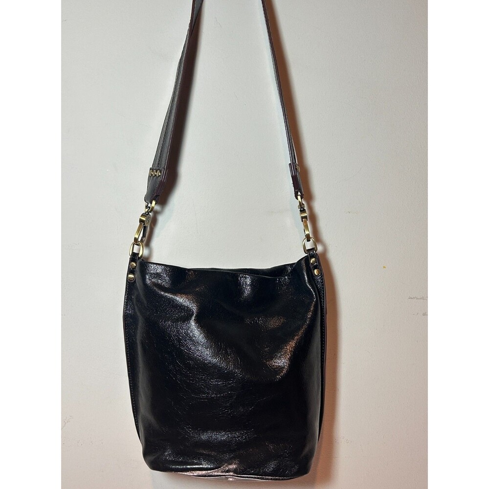 HOBO International Black Polished Leather Bucket Bag Purse Handbag - Picture 9 of 16